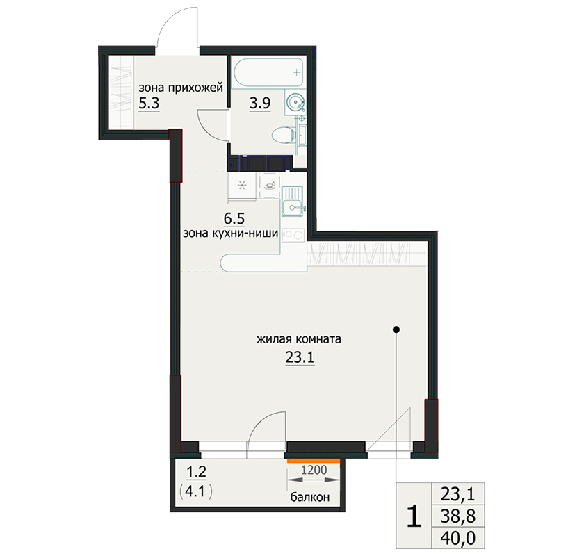 планировка квартиры 40 м2